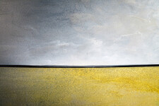 This contemporary painting captures a landscape in golden colors. Image 4