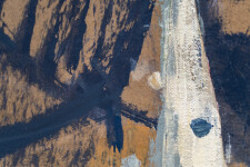 This mixed media contemporary abstract composition is rendered in earthy colours. Image 8