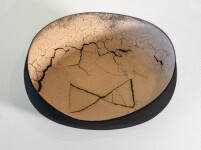 This contemporary ceramic black and melon coloured bowl is by Steven Heinemann. Image 9