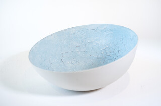 This contemporary ceramic aqua coloured bowl is by Steven Heinemann.