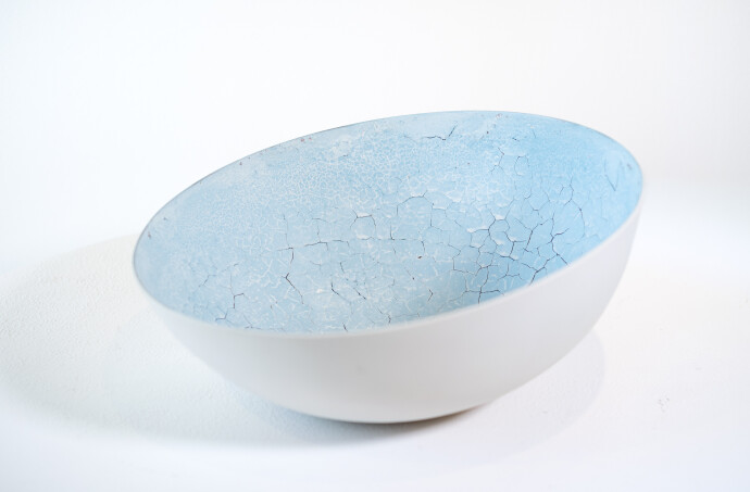This contemporary ceramic aqua coloured bowl is by Steven Heinemann.