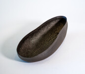 This contemporary ceramic oval-shaped bowl was handbuilt by Steven Heinemann. Image 2