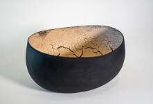 This contemporary ceramic black and melon coloured bowl is by Steven Heinemann. Image 5