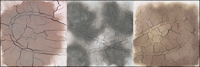 This unique digital print by Steven Heinemann is a triptych that resembles a desert landscape.