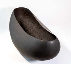 This contemporary ceramic black bowl is by Steven Heinemann.
