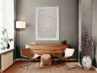 This unique embossed white print was inspired by nature and features tree branch imagery. Image 11