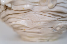 This contemporary sculptural indoor white porcelain vessel was made by Susan Collett. Image 6