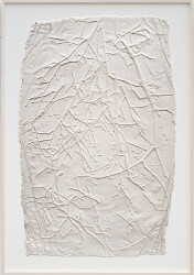 This unique embossed white print was inspired by nature and features tree branch imagery.