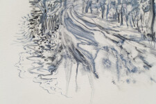 This unique nature print by Susan Collett features a sketch of the woods. Image 10