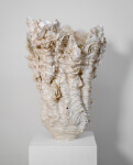 This contemporary sculptural indoor white porcelain vessel was made by Susan Collett. Image 3