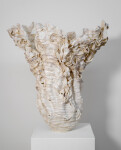 This contemporary sculptural indoor white porcelain vessel was made by Susan Collett. Image 4