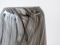 These black, white, grey, contemporary, hand-blown, glass vessels are made by Canadian artist Susan Rankin. Image 5