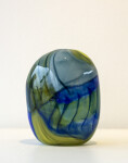 This contemporary lime green and blue coloured glass vase is by Susan Rankin. Image 2