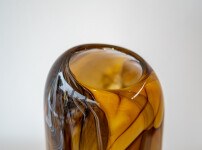 These gold, brown, contemporary, hand-blown, glass vessels are made by Canadian artist Susan Rankin. Image 7