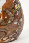 Earthy colours of gold, lime green and chestnut brown swirl in patterns on this lovely glass vessel by Canadian artist Susan Rankin. Image 3