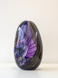 This contemporary purple and grey coloured glass vessel is by Susan Rankin.