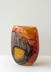 This contemporary red and gold coloured glass vase is by Susan Rankin. Image 2