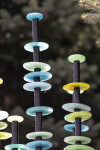 This contemporary, hand-blown glass and steel outdoor sculpture is by Susan Rankin. Image 4