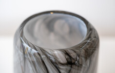 These black, white, grey, contemporary, hand-blown, glass vessels are made by Canadian artist Susan Rankin. Image 6