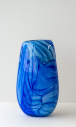 This contemporary blue coloured glass vase is by Susan Rankin.