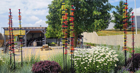 This contemporary glass outdoor sculpture was inspired by nature. Image 2