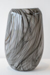 These black, white, grey, contemporary, hand-blown, glass vessels are made by Canadian artist Susan Rankin. Image 2