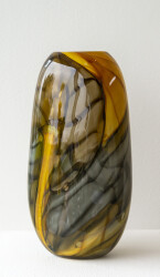 This contemporary gold and grey coloured glass vase is by Susan Rankin.
