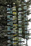 This contemporary, hand-blown glass and steel outdoor sculpture is by Susan Rankin. Image 2