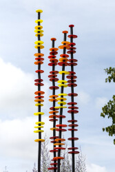 This contemporary glass outdoor sculpture was inspired by nature.