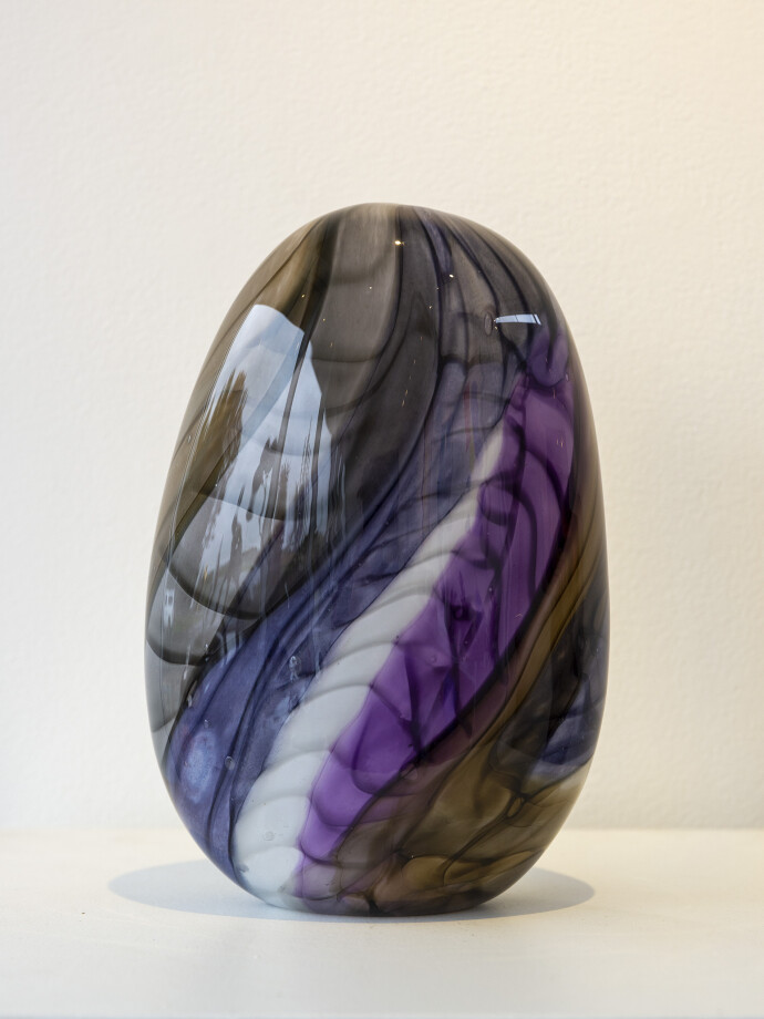 This contemporary purple and violet coloured glass vessel is by Susan Rankin.