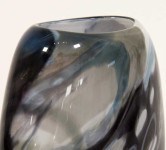 Medium Flattened Vessel in Greys and Teal Image 5