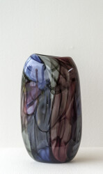 This contemporary purple and grey coloured glass vase is by Susan Rankin.