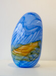 This contemporary blue and gold coloured glass vessel is by Susan Rankin. Image 2