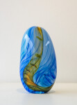 This contemporary blue and gold coloured glass vessel is by Susan Rankin. Image 2