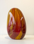 This contemporary red and orange coloured glass vessel is by Susan Rankin. Image 2