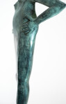 This indoor tabletop figurative sculpture includes a fish and is forged from bronze that is patinated. Image 7