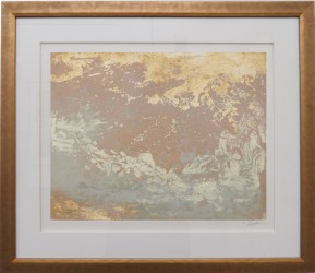 A monoprint depicting a peaceful sky, part of the shore series.