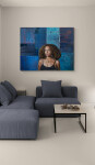 This oil painting is a contemporary portrait of a young black woman. Image 15