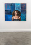 This oil painting is a contemporary portrait of a young black woman. Image 3