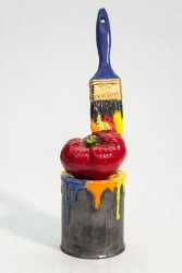 Ceramic Can of Paint and Brush