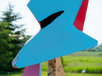 Gold plated stainless steel outdoor sculpture. Image 5