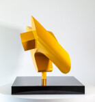 This abstract yellow table top steel sculpture by Viktor Mitic is named after stars. Image 4