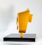 This abstract yellow table top steel sculpture by Viktor Mitic is named after stars. Image 2