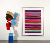 Like the stripes on a beach umbrella, fun, fresh rainbow colours are layered in contrasting ‘waves’ in this delightful pop art painting by S… Image 2