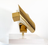 24 Kt Gold plated stainless steel and blue paint. Image 4