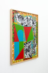 This contemporary abstract painting features colourful geometric patterns. Image 2