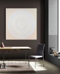 This dynamic contemporary circular painting in bright white is by Yvonne Lammerich. Image 13