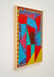 This contemporary abstract painting features colourful geometric patterns. Image 3