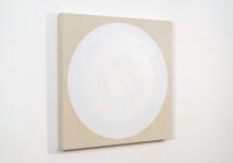 This dynamic contemporary circular painting in bright white is by Yvonne Lammerich. Image 3