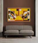The clean, contemporary lines of this large graphic diptych were created by Canadian artist Yvonne Lammerich. Image 11